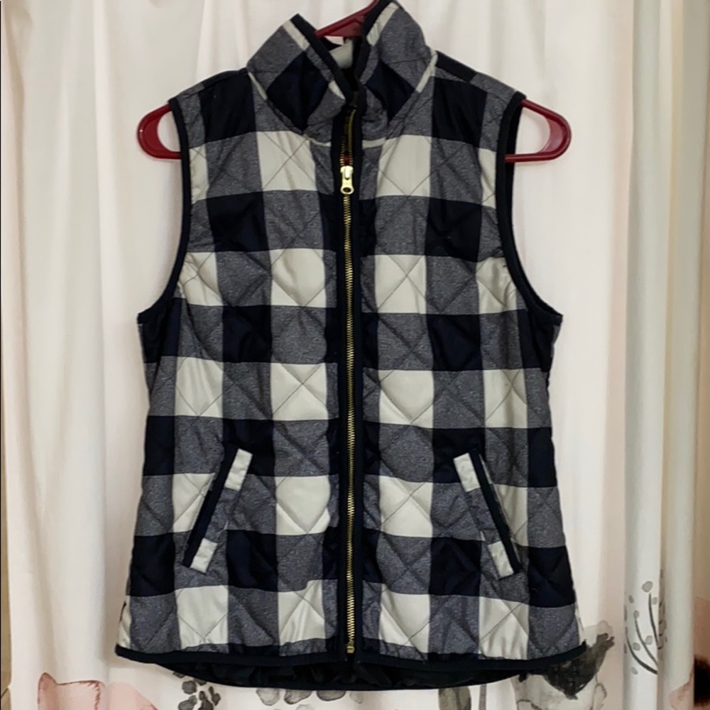 Ok Navy Buffalo plaid zip up vest